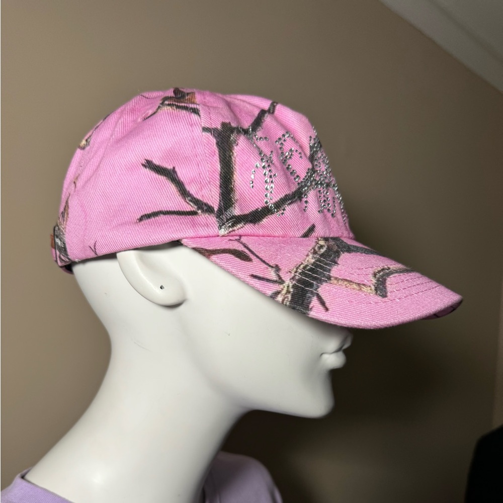 Pink Camouflage Rhinestone Baseball Cap - Picture 6 of 8